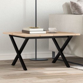 Mesa de centro marco X madera maciza pino y acero 60x60x40 cm en Mesas de comedor | Comprar online en Foru.es
