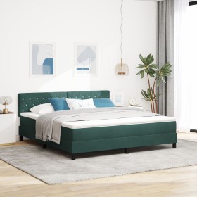 Cama Box Spring con colchón terciopelo verde oscuro 180x200 cm de , Camas y somieres - Ref: Foro24-3339125, Precio: 553,32 €,...