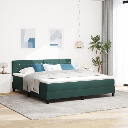 Cama Box Spring con colchón terciopelo verde oscuro 180x200 cm de , Camas y somieres - Ref: Foro24-3339125, Precio: 553,32 €,...