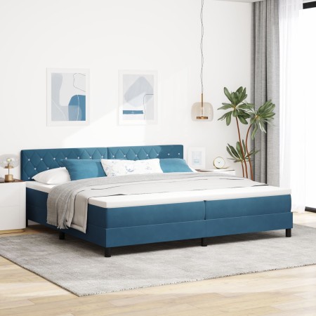 Cama Box Spring con colchón terciopelo azul oscuro 200x200 cm de , Camas y somieres - Ref: Foro24-3339132, Precio: 576,36 €, ...