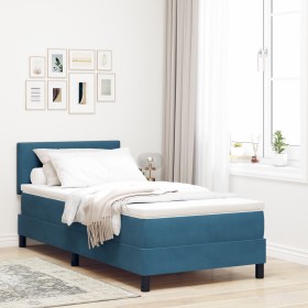 Cama Box Spring con colchón terciopelo azul oscuro 80x200 cm de , Camas y somieres - Ref: Foro24-3339138, Precio: 268,58 €, D...