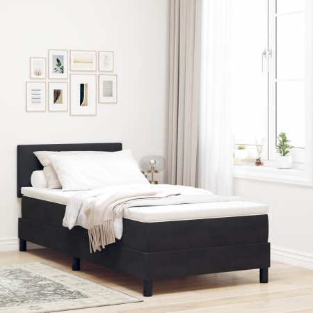 Cama Box Spring con colchón terciopelo negro 90x190 cm de , Camas y somieres - Ref: Foro24-3339142, Precio: 290,10 €, Descuen...