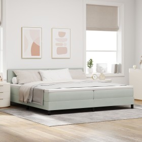 Cama Box Spring con colchón terciopelo gris claro 200x200 cm de , Camas y somieres - Ref: Foro24-3339194, Precio: 568,98 €, D...