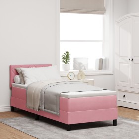 Cama Box Spring con colchón terciopelo rosa 80x200 cm de , Camas y somieres - Ref: Foro24-3339205, Precio: 276,22 €, Descuent...