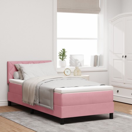 Cama Box Spring con colchón terciopelo rosa 80x200 cm de , Camas y somieres - Ref: Foro24-3339211, Precio: 311,13 €, Descuent...