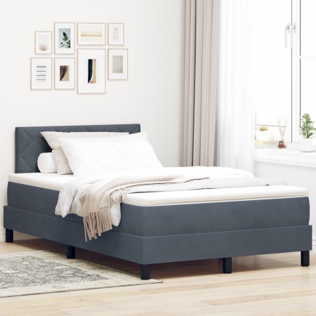 Cama Box Spring con colchón terciopelo gris oscuro 120x200 cm de , Camas y somieres - Ref: Foro24-3339231, Precio: 374,74 €, ...