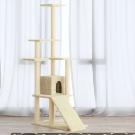 Rascador para gatos con postes de sisal color crema 155 cm de vidaXL, Mobiliario para gatos - Ref: Foro24-171515, Precio: 61,...
