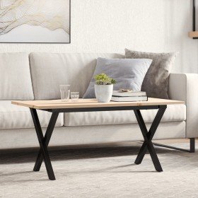 Mesa de centro marco X madera maciza pino y acero 100x50x45 cm en Mesas de comedor | Comprar online en Foru.es