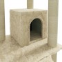 Rascador para gatos con postes de sisal color crema 155 cm de vidaXL, Mobiliario para gatos - Ref: Foro24-171515, Precio: 61,...