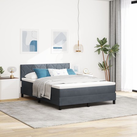 Cama Box Spring con colchón terciopelo gris oscuro 140x200 cm de , Camas y somieres - Ref: Foro24-3339243, Precio: 432,84 €, ...