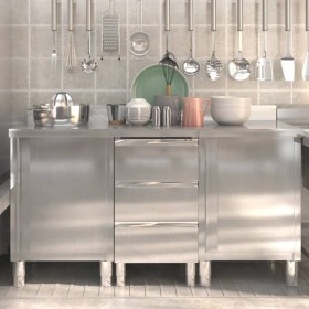 Armarios de cocina comercial 3 unidades acero inoxidable de vidaXL, Restauración - Ref: Foro24-3083720, Precio: 747,63 €, Des...