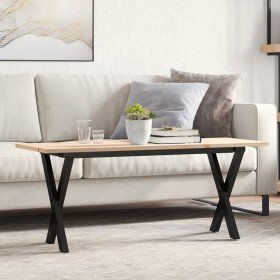 Mesa de centro marco X madera maciza pino y acero 110x40x45 cm en Mesas de comedor | Comprar online en Foru.es