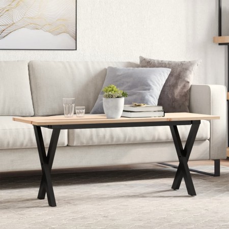 Mesa de centro marco X madera maciza pino y acero 110x40x45 cm en Mesas de comedor | Comprar online en Foru.es