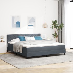 Cama Box Spring con colchón terciopelo gris oscuro 180x200 cm de , Camas y somieres - Ref: Foro24-3339255, Precio: 527,98 €, ...