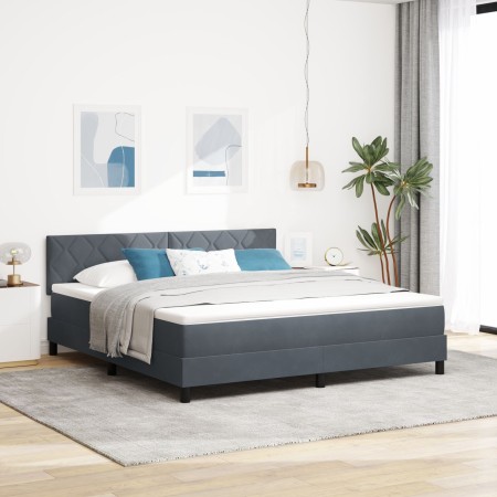 Cama Box Spring con colchón terciopelo gris oscuro 180x200 cm de , Camas y somieres - Ref: Foro24-3339255, Precio: 527,98 €, ...