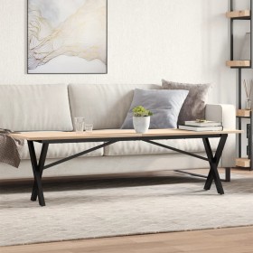 Mesa de centro marco X madera maciza pino y acero 160x40x45 cm en Mesas de comedor | Comprar online en Foru.es