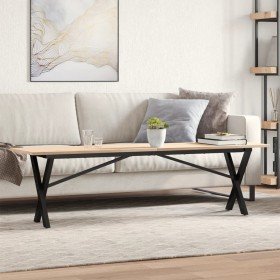 Mesa de centro marco X madera maciza pino y acero 160x40x45 cm en Mesas de comedor | Comprar online en Foru.es