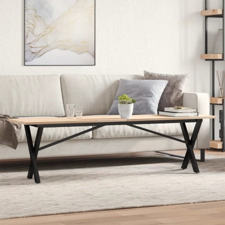 Mesa de centro marco X madera maciza pino y acero 160x40x45 cm en Mesas de comedor | Comprar online en Foru.es