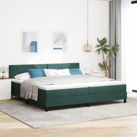 Cama Box Spring con colchón terciopelo verde oscuro 200x200 cm de , Camas y somieres - Ref: Foro24-3339263, Precio: 604,13 €,...