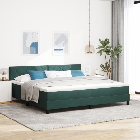 Cama Box Spring con colchón terciopelo verde oscuro 200x200 cm de , Camas y somieres - Ref: Foro24-3339263, Precio: 604,13 €,...