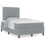 Cama con Box Spring y colchón gris claro pequeña doble tela | Foro24.es | Tu tienda online para hogar, jardín y más Foro24.es