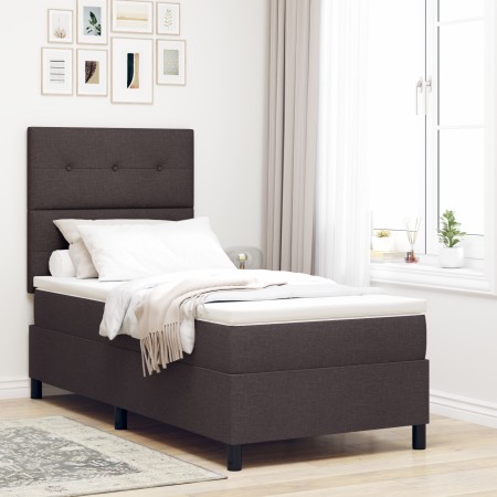 Cama Box Spring de con Colchón Marrón Oscuro Individual Tela | Foro24.es | Tu tienda online para hogar, jardín y más Foro24.es