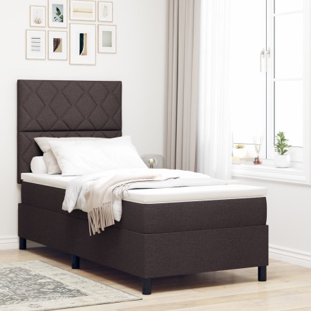 Cama con Base y Colchón Marrón Oscuro Individual Tela | Foro24.es | Tu tienda online para hogar, jardín y más Foro24.es