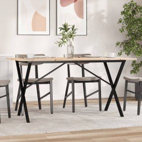 Mesa de comedor marco X madera maciza pino y acero 160x80x75cm en Mesas de comedor | Comprar online en Foru.es