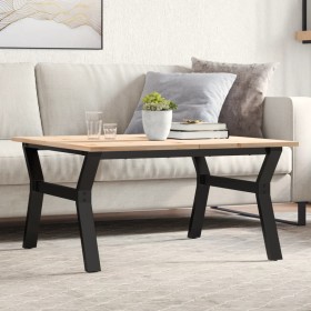 Mesa de centro marco Y madera maciza pino y acero 90x90x45 cm en Mesas de comedor | Comprar online en Foru.es
