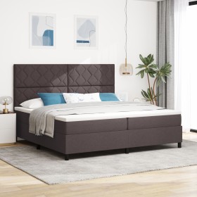 Cama con Box Spring y Colchón Marrón Oscuro 200x200 cm Tela de , Camas y somieres - Ref: Foro24-3339493, Precio: 670,10 €, De...