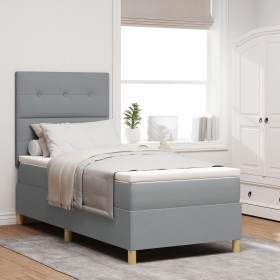 Cama Box Spring con Colchón Gris Claro 80x200 cm Tela de , Camas y somieres - Ref: Foro24-3339574, Precio: 313,44 €, Descuent...