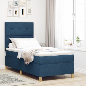 Cama con Box Spring y Colchón Azul 80x200 cm Tela de , Camas y somieres - Ref: Foro24-3339580, Precio: 324,74 €, Descuento: %