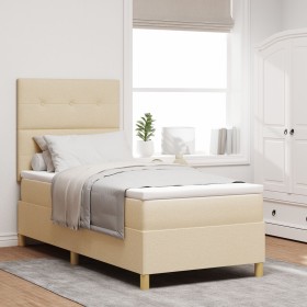 Cama con Box Spring y Colchón Crema Individual de , Camas y somieres - Ref: Foro24-3339586, Precio: 335,38 €, Descuento: %