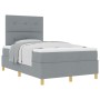 Cama con Box Spring y Colchón Gris Claro Doble Pequeña Tela | Foro24.es | Tu tienda online para hogar, jardín y más Foro24.es