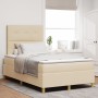 Cama Box Spring Crema Pequeña Doble de con Colchón de Tela | Foro24.es | Tu tienda online para hogar, jardín y más Foro24.es