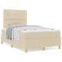 Cama Box Spring Crema Pequeña Doble de con Colchón de Tela | Foro24.es | Tu tienda online para hogar, jardín y más Foro24.es