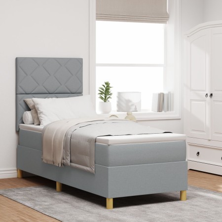 Cama Box Spring con Colchón Gris Claro 80x200 cm Tela | Foro24.es | Tu tienda online para hogar, jardín y más Foro24.es