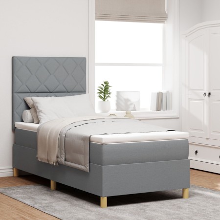 Cama con Base de Resortes con Colchón Gris Claro 90x200 cm Tela | Foro24.es | Tu tienda online para hogar, jardín y más Foro24.es