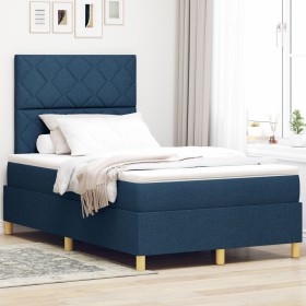 Cama con Muelles con Colchón Azul Doble Pequeña Tela de , Camas y somieres - Ref: Foro24-3339685, Precio: 400,92 €, Descuento: %