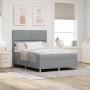 Cama Box Spring con colchón gris claro 140x190 cm de tela de , Camas y somieres - Ref: Foro24-3339693, Precio: 515,57 €, Desc...