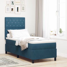 Cama Box Spring con colchón terciopelo azul oscuro 80x200 cm de , Camas y somieres - Ref: Foro24-3339732, Precio: 291,07 €, D...