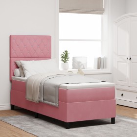 Cama Box Spring con colchón terciopelo rosa 80x200 cm de , Camas y somieres - Ref: Foro24-3339733, Precio: 329,73 €, Descuent...