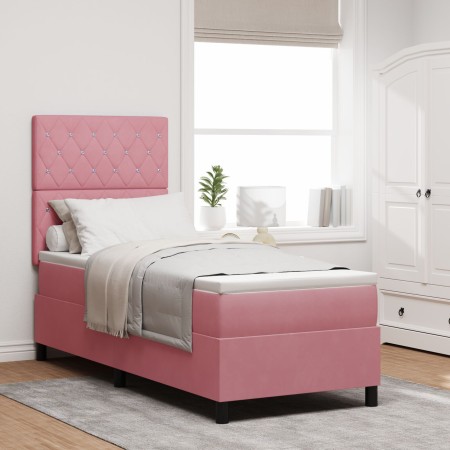 Cama Box Spring con colchón terciopelo rosa 80x200 cm de , Camas y somieres - Ref: Foro24-3339733, Precio: 329,73 €, Descuent...