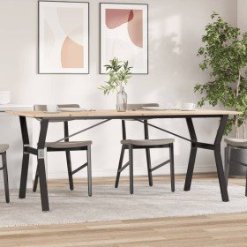 Mesa de comedor marco Y madera maciza pino y acero 180x90x75cm en Mesas de comedor | Comprar online en Foru.es