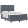 Cama Box Spring con colchón terciopelo gris oscuro 140x190 cm de , Camas y somieres - Ref: Foro24-3339765, Precio: 516,83 €, ...