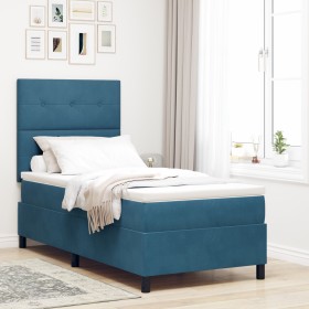 Cama Box Spring con colchón terciopelo azul oscuro 80x200 cm de , Camas y somieres - Ref: Foro24-3339798, Precio: 281,68 €, D...
