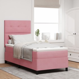 Cama Box Spring con colchón terciopelo rosa 80x200 cm de , Camas y somieres - Ref: Foro24-3339799, Precio: 318,62 €, Descuent...