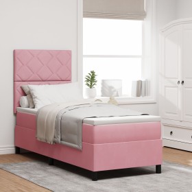 Cama Box Spring con colchón terciopelo rosa 80x200 cm de , Camas y somieres - Ref: Foro24-3339865, Precio: 323,38 €, Descuent...