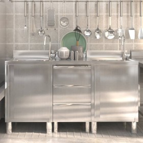 Armarios de cocina comercial 3 unidades acero inoxidable de vidaXL, Restauración - Ref: Foro24-3083721, Precio: 875,62 €, Des...