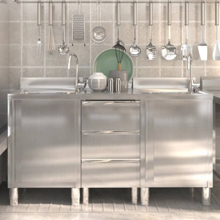 Armarios de cocina comercial 3 unidades acero inoxidable de vidaXL, Restauración - Ref: Foro24-3083721, Precio: 875,62 €, Des...
